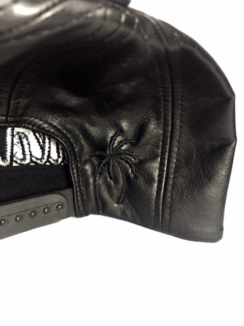Blk on Blk Leather Snap Backs