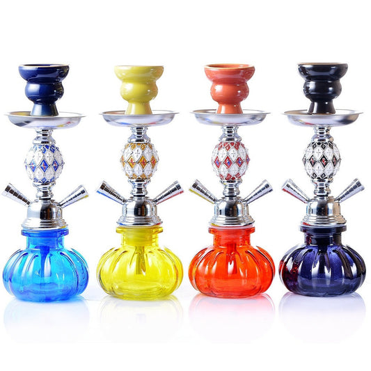 Multicolor double pipe hookah set