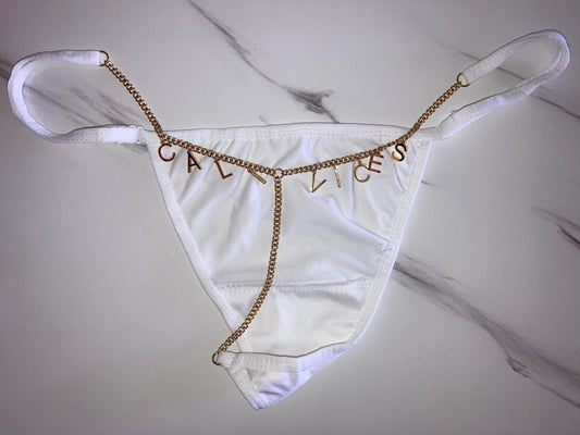 White Sexy T-Chain Thong