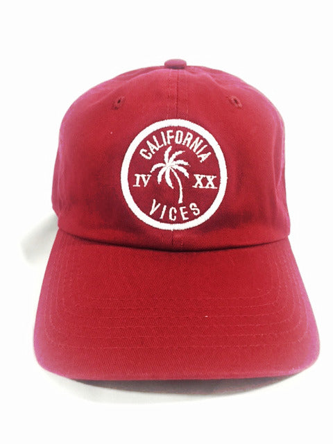 Red/Maroon Palm Tree logo  Dad Cap
